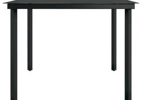 Masă de bucătărie de grădină, negru, 200x100x74 cm, oțel/sticlă - 4/5