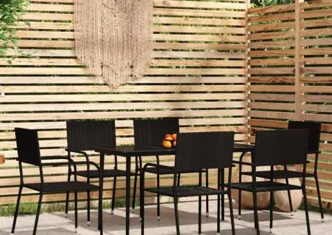 Set mobilier pentru grădină, 7 piese, negru - 1/5