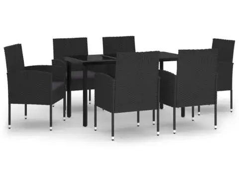 Set de servit masa pentru grădină, 7 piese, negru - 2/5