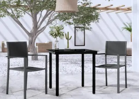 Set de mobilier de grădină, 3 piese, negru - 1/5