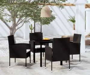 vidaXL Set de servit masa pentru grădină, 5 piese, negru
