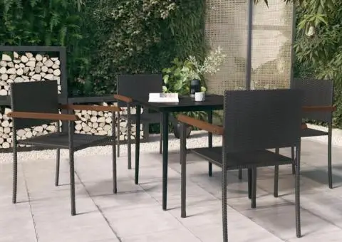 Set de servit masa pentru grădină, 5 piese, negru - 1/5