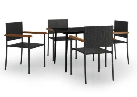 Set de servit masa pentru grădină, 5 piese, negru - 2/5