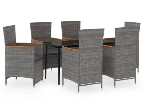 Set de mobilier pentru grădină, cu perne, 7 piese, gri - 2/5