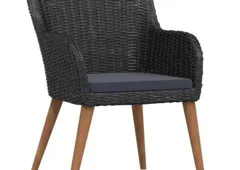 Set masă pentru grădină, 5 piese, cu perne, negru - 3/5