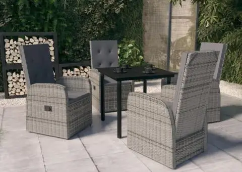 Set mobilier pentru grădină cu perne, 5 piese, gri - 1/5