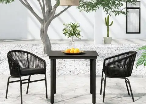 Set de mobilier pentru grădină, 3 piese, negru - 1/5