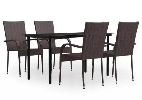 Set mobilier de grădină, 5 piese, maro și negru - 2/5