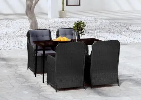 Set de servit masa pentru grădină, 5 piese, negru - 1/5