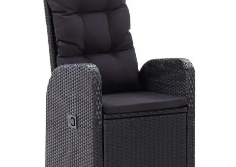 Set masă pentru grădină, 5 piese, cu perne, negru - 4/5