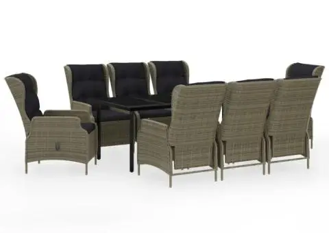 Set mobilier pentru grădină, 9 piese, maro - 2/5