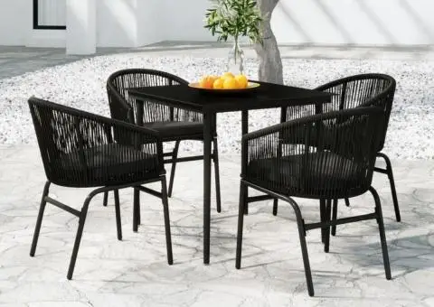 Set de servit masa pentru grădină, 5 piese, negru - 1/5