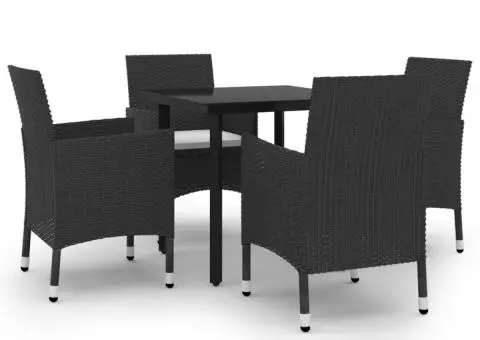 Set mobilier de grădină cu perne 5 piese poliratan & sticlă - 2/5