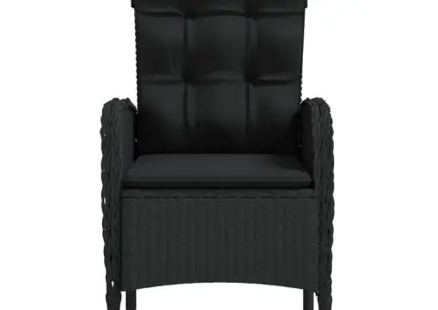 Set masă pentru grădină, 5 piese, cu perne, negru - 4/5