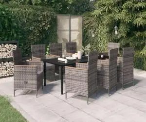 vidaXL Set mobilier pentru grădină, cu perne, 9 piese, gri