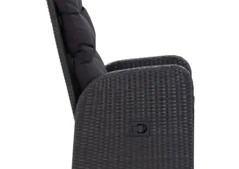 Set de masă pentru grădină, 7 piese, cu perne, negru - 5/5