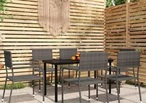 Set de mobilier pentru grădină, 7 piese, gri - 1/5