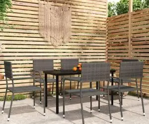 vidaXL Set de mobilier pentru grădină, 7 piese, gri