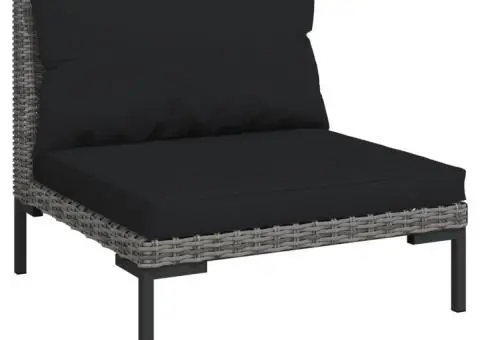 Set mobilier de grădină cu perne,14 piese,gri închis, poliratan - 3/5