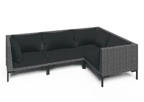 Set mobilier de grădină cu perne, 4 piese,gri închis, poliratan - 2/5