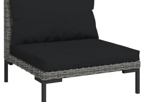 Set de mobilier de grădină & perne 6 piese gri închis poliratan - 3/5