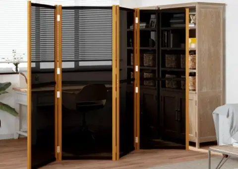 Paravan de cameră cu 4 panouri, negru, 280x180 cm - 1/5