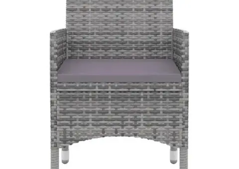 Set mobilier de grădină cu perne, 3 piese, poliratan și sticlă - 4/5