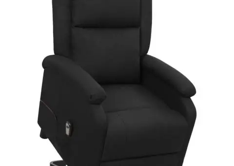 Fotoliu cu ridicare, negru, material textil - 4/5