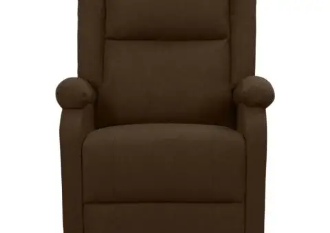 Fotoliu de masaj cu ridicare, maro închis, material textil - 3/5