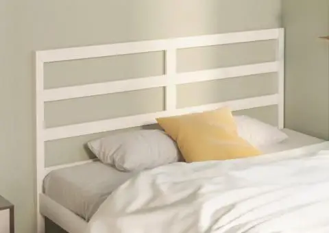 Tăblie de pat, alb, 126x4x100 cm, lemn masiv de pin - 1/5