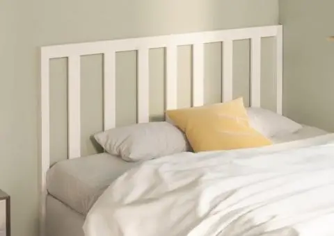 Tăblie de pat, alb, 146x4x100 cm, lemn masiv de pin - 3/5