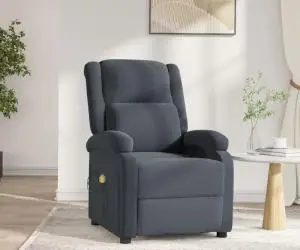 vidaXL Fotoliu de masaj electric, gri închis, catifea