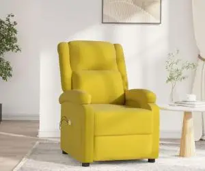 vidaXL Fotoliu de masaj electric, galben, catifea