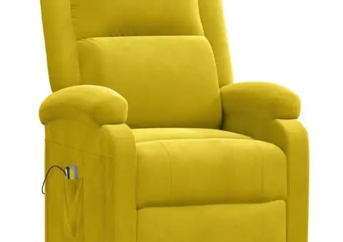 Fotoliu de masaj electric, galben, catifea - 3/5