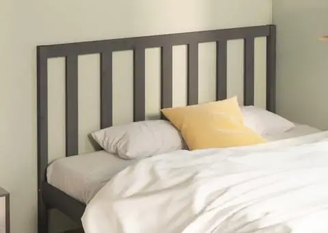 Tăblie de pat, gri, 146x4x100 cm, lemn masiv de pin - 1/5