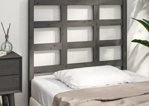 Tăblie de pat gri 95,5x4x100 cm Lemn masiv de pin - 1/5