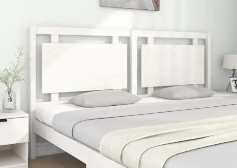 Tăblie de pat, alb, 185,5x4x100 cm, lemn masiv de pin - 3/5