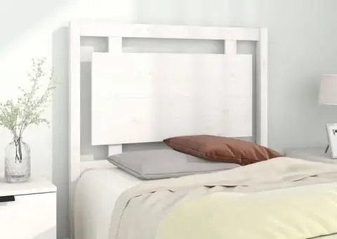 Tăblie de pat, alb, 95,5x4x100 cm, lemn masiv de pin - 1/5