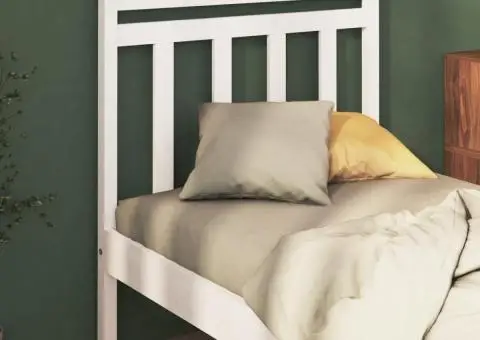 Tăblie de pat, alb, 106x4x100 cm, lemn masiv de pin - 1/5