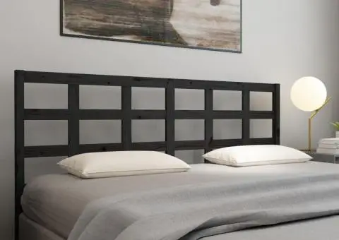 Tăblie de pat, negru, 185,5x4x100 cm, lemn masiv de pin - 1/5