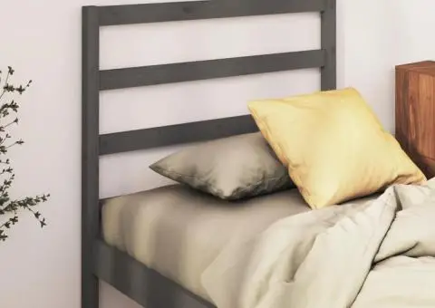 Tăblie de pat, gri, 106x4x100 cm, lemn masiv de pin - 1/5