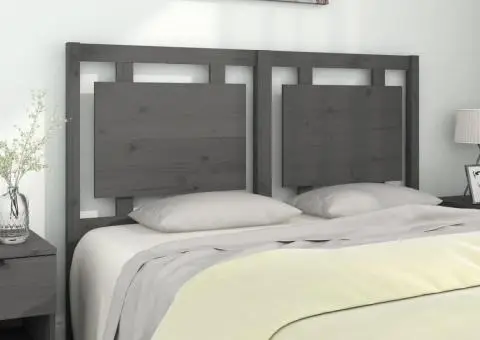 Tăblie de pat, gri, 145,5x4x100 cm, lemn masiv de pin - 1/5