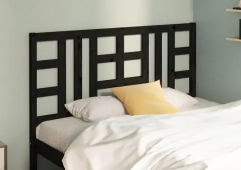 Tăblie de pat, negru, 141x4x100 cm, lemn masiv de pin - 1/5