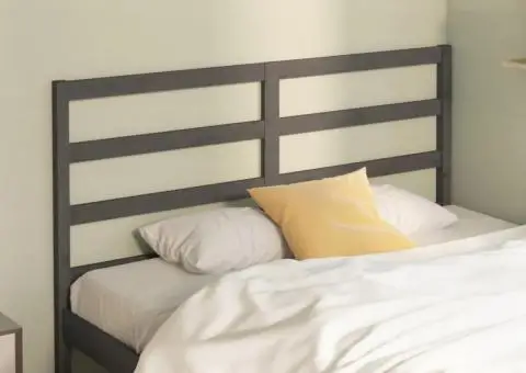 Tăblie de pat, gri, 166x4x100 cm, lemn masiv de pin - 1/5