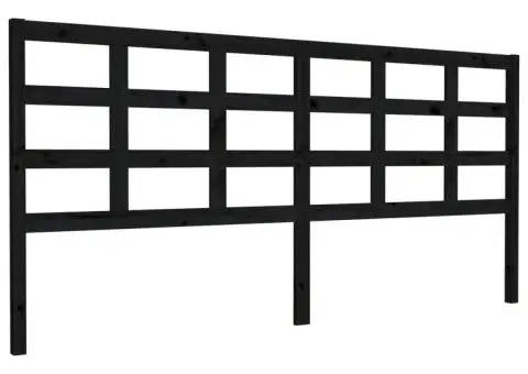 Tăblie de pat, negru, 205,5x4x100 cm, lemn masiv de pin - 2/5