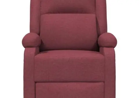 Fotoliu de masaj electric rabatabil, roșu vin, textil - 4/5