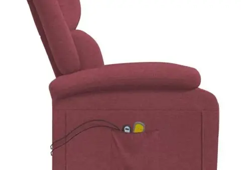 Fotoliu de masaj electric rabatabil, roșu vin, textil - 5/5