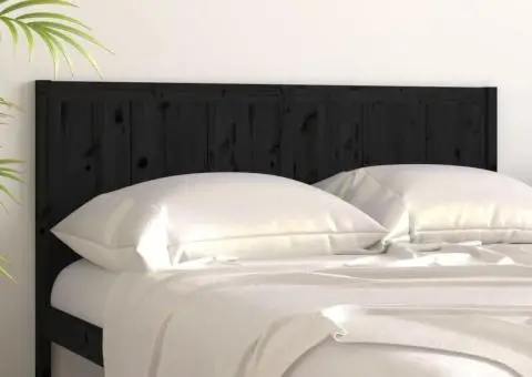 Tăblie de pat, negru, 125,5x4x100 cm, lemn masiv de pin - 3/5