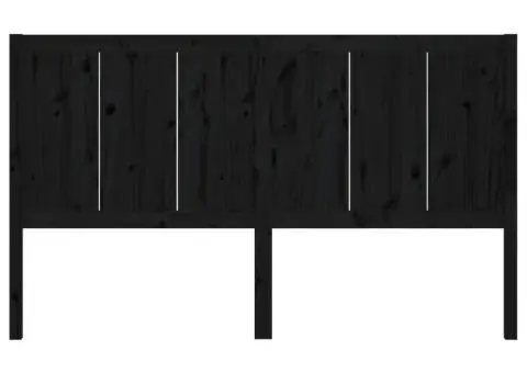 Tăblie de pat, negru, 125,5x4x100 cm, lemn masiv de pin - 4/5