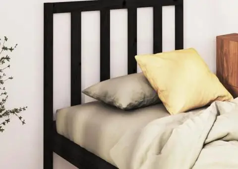 Tăblie de pat, negru, 106x4x100 cm, lemn masiv de pin - 1/5